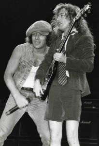 ACDC,  Brian Johnson and Angus Young on stage in Los Angeles 1985 LA.jpg